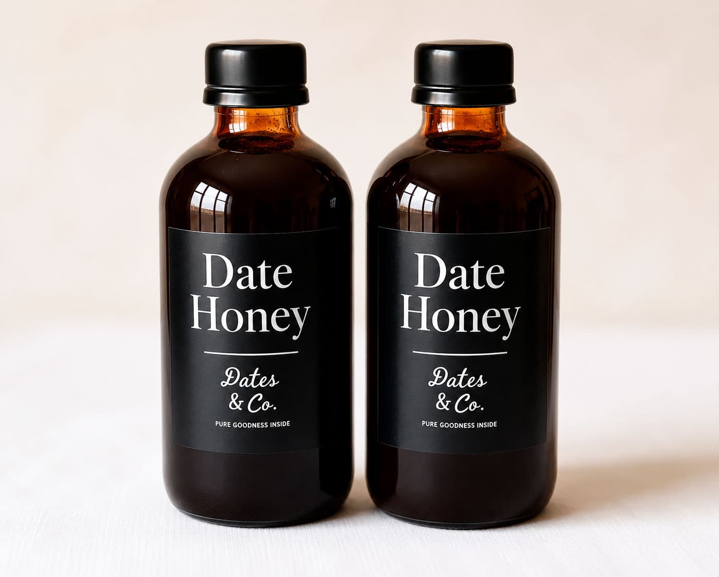 Two bottles of Dates & Co date honey