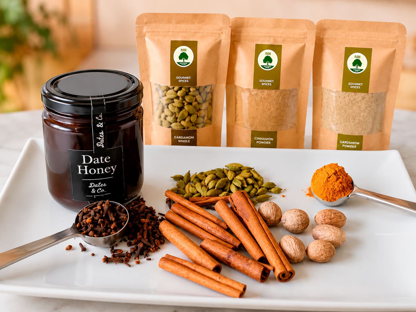 Dates & Co products gathered in gift baskets