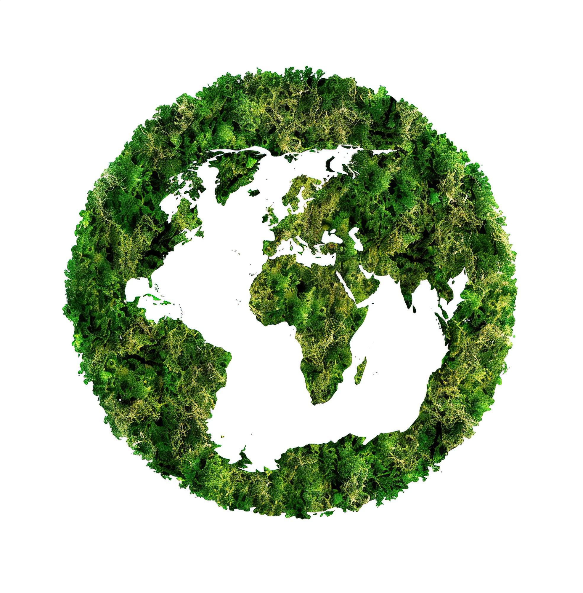 Africa-shaped globe covered with green foliage